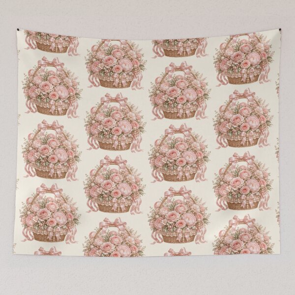 Item preview, Blush Pink Rose Basket | Coquette Floral Arrangement Illustration designed and sold by looplandger.
