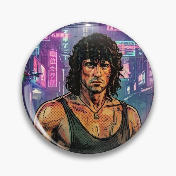 Item preview, Rambo The Crowded Chasm Cyberpunk Neon Retro Comic Poster designed and sold by PowerArtUa.