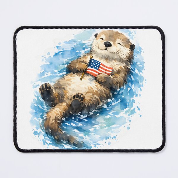 Item preview, Patriotic Otter Floating on Freedom designed and sold by PatiImagination.