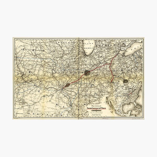Item preview, Toledo, Cincinnati, & St. Louis Railroad Map (1881) designed and sold by allhistory.