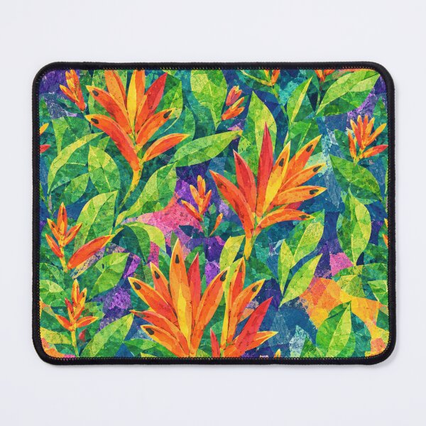 Item preview, Vibrant Tropical Heliconia Collage Pattern, Colorful Jungle Floral Seamless Design, Exotic Botanical Paper Cut Art Print designed and sold by SWSandraWechner.
