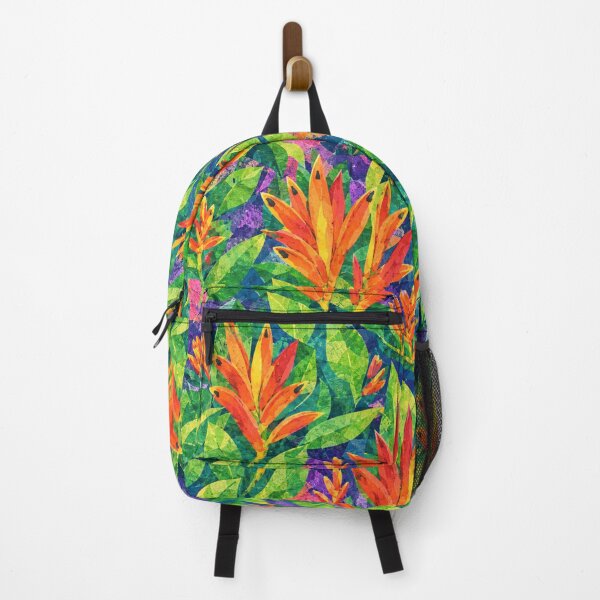 Item preview, Vibrant Tropical Heliconia Collage Pattern, Colorful Jungle Floral Seamless Design, Exotic Botanical Paper Cut Art Print designed and sold by SWSandraWechner.