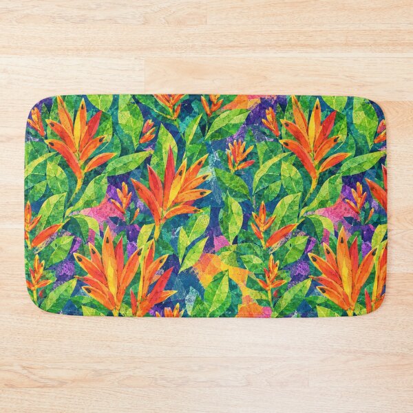 Item preview, Vibrant Tropical Heliconia Collage Pattern, Colorful Jungle Floral Seamless Design, Exotic Botanical Paper Cut Art Print designed and sold by SWSandraWechner.