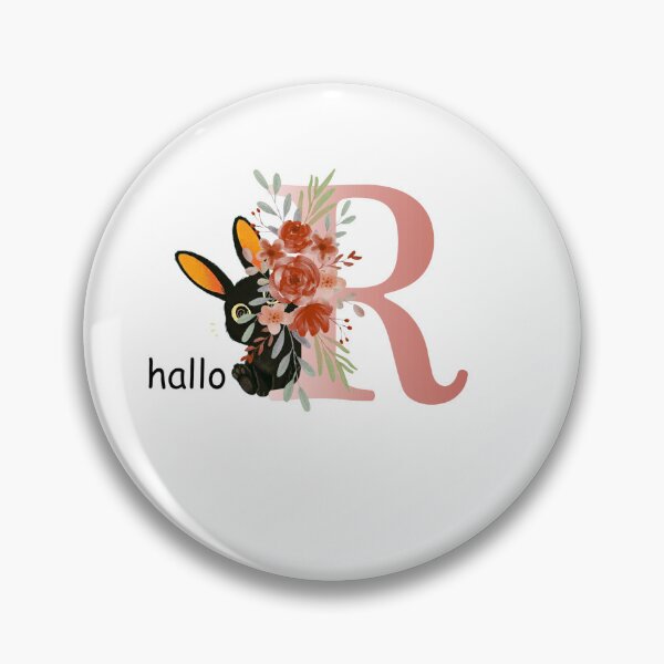 Item preview, Floral Letter R Digital Art Print - Cute Black Bunny Monogram Poster - Custom Initial Wall Art 5000x5000px designed and sold by Rasha-flow.