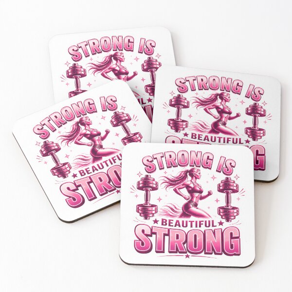 Item preview, Strong Is Beautiful Female Fitness Motivation Pink Gym designed and sold by Digistore1221.