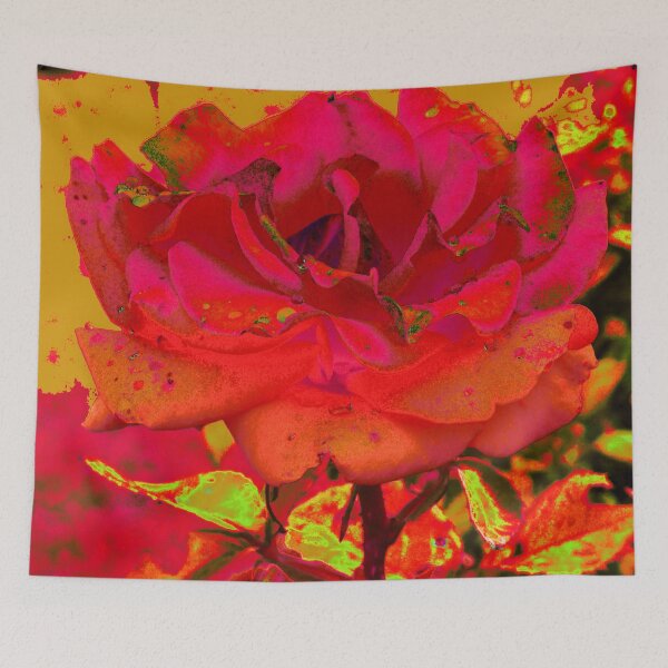 Item preview, Abstract Red Rose Graphic Art - Vibrant Yellow Floral Poster designed and sold by lyartgallery.