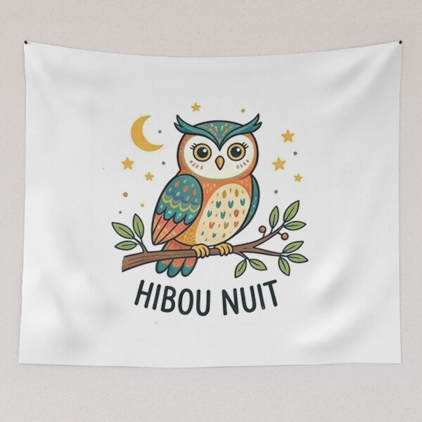 Item preview, Colorful illustration of a cute owl at night, with a kawaii moon and stars designed and sold by gatrex.