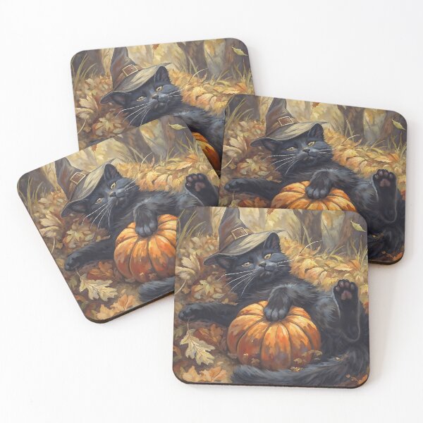 Item preview, Black Cat Witch Hat Halloween Pumpkin Autumn Art designed and sold by DarkHolyQueen.