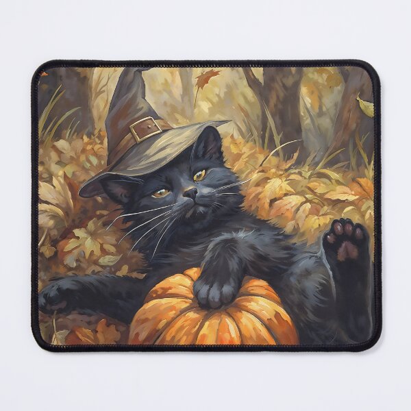 Item preview, Black Cat Witch Hat Halloween Pumpkin Autumn Art designed and sold by DarkHolyQueen.