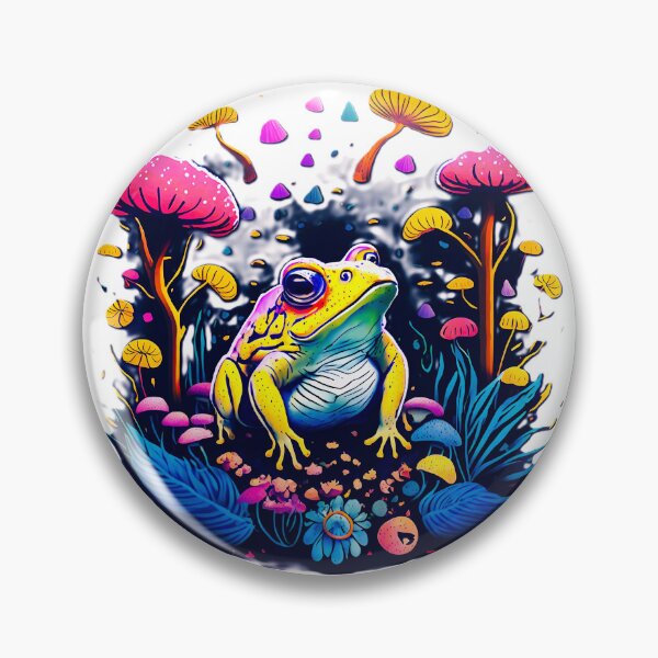 Item preview, Psychedelic Neon Frog and Mushrooms Trippy Art designed and sold by AXENT Designs.
