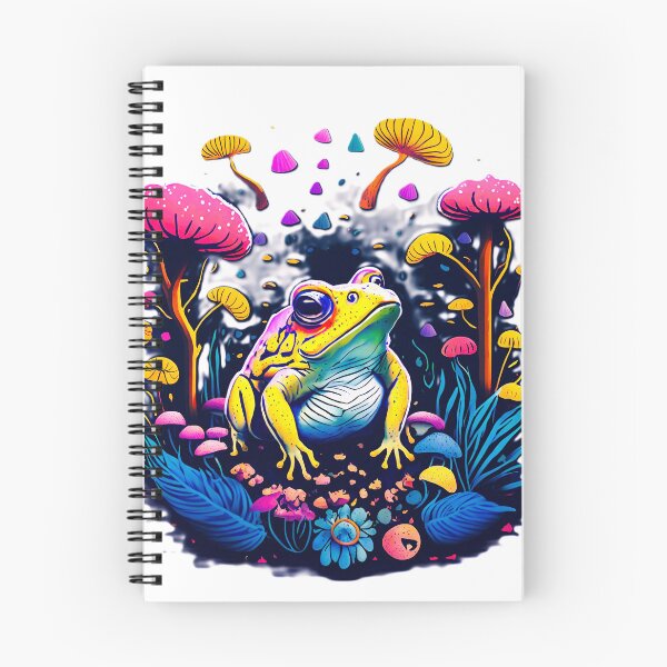 Item preview, Psychedelic Neon Frog and Mushrooms Trippy Art designed and sold by AXENT Designs.