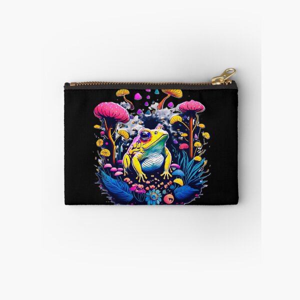 Item preview, Psychedelic Neon Frog and Mushrooms Trippy Art designed and sold by AXENT Designs.