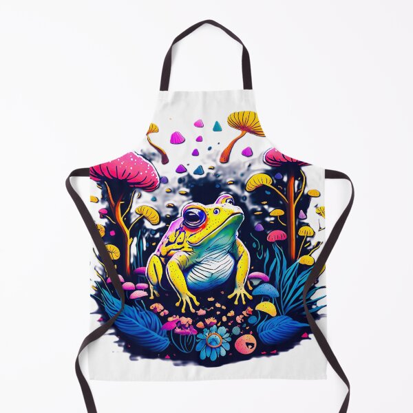Item preview, Psychedelic Neon Frog and Mushrooms Trippy Art designed and sold by AXENT Designs.