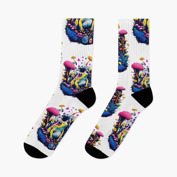 Item preview, Psychedelic Neon Frog and Mushrooms Trippy Art designed and sold by AXENT Designs.