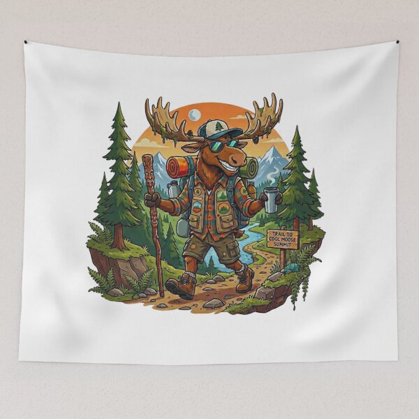 Item preview, Cool Moose Hiker Adventure Illustration designed and sold by Gabe1983.