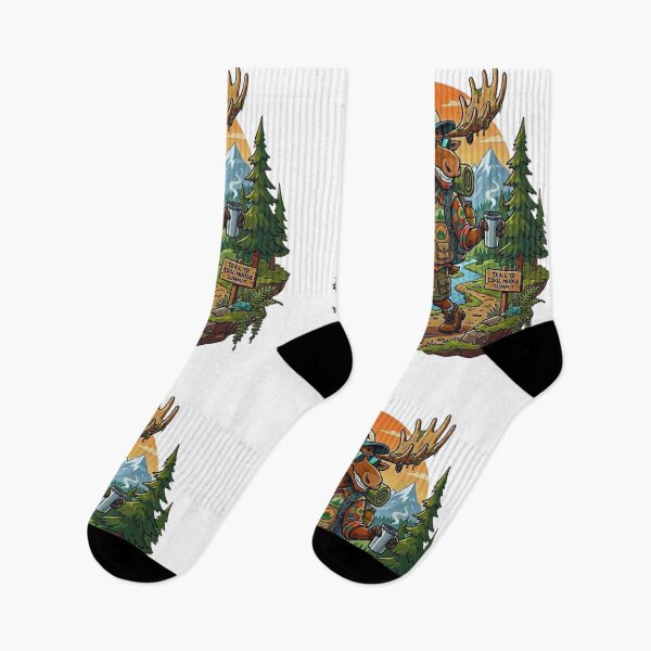 Item preview, Cool Moose Hiker Adventure Illustration designed and sold by GabeMountainArt.