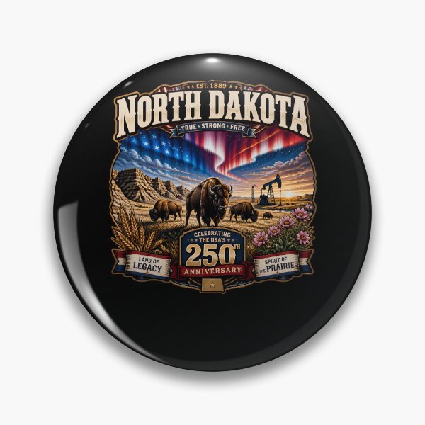 Item preview, North Dakota 250th Anniversary USA Bison Prairie designed and sold by No Limits T-Shirts.