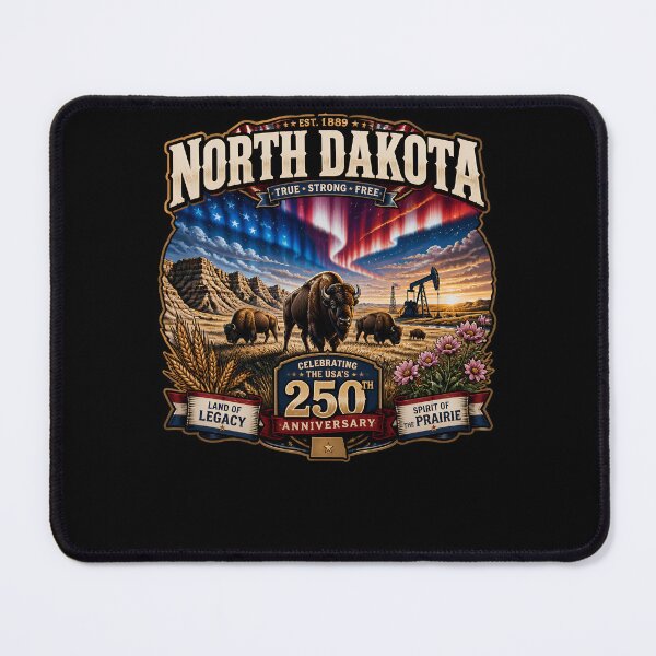 Item preview, North Dakota 250th Anniversary USA Bison Prairie designed and sold by No Limits T-Shirts.
