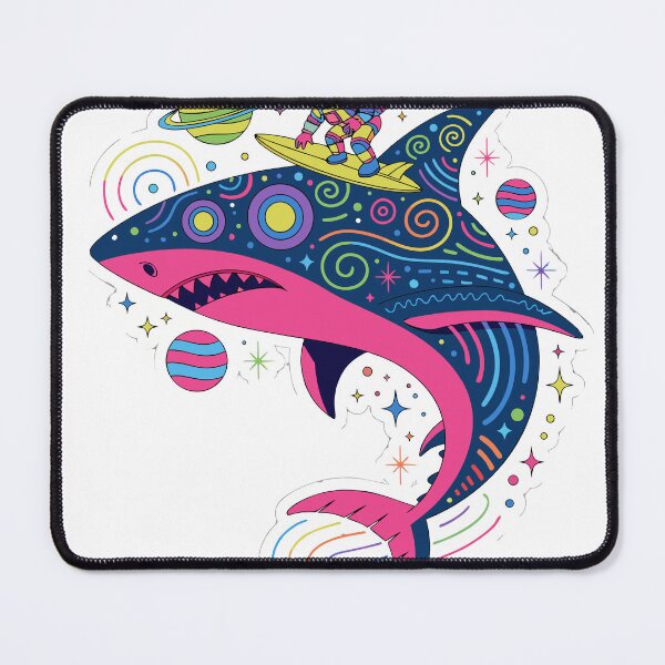 Item preview, Astronaut Riding a Cosmic Shark Sticker designed and sold by inkfusionhub99.
