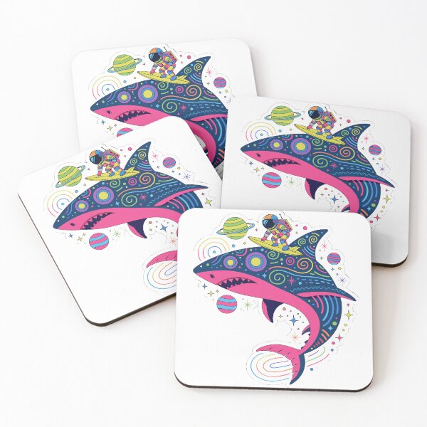 Item preview, Astronaut Riding a Cosmic Shark Sticker designed and sold by inkfusionhub99.