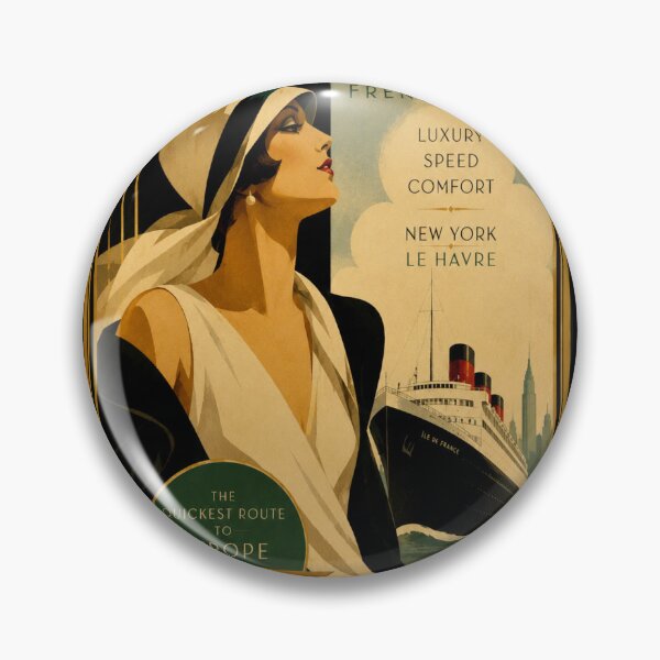 Item preview, Art Deco Travel Poster Woman Boat  Ocean Vintage Advertising   designed and sold by BlueLineLAX.