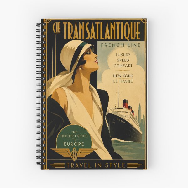Item preview, Art Deco Travel Poster Woman Boat  Ocean Vintage Advertising   designed and sold by BlueLineLAX.