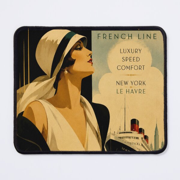 Item preview, Art Deco Travel Poster Woman Boat Ocean Vintage Advertising designed and sold by BlueLineLAX.