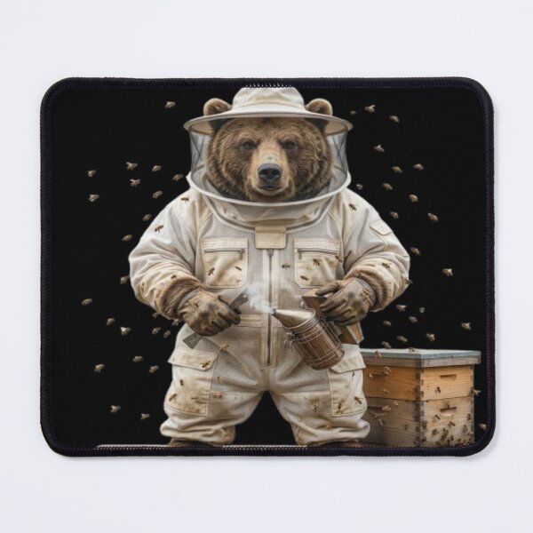 Item preview, Bear Beekeeper in Protective Suit with Beehive designed and sold by DailySparks.