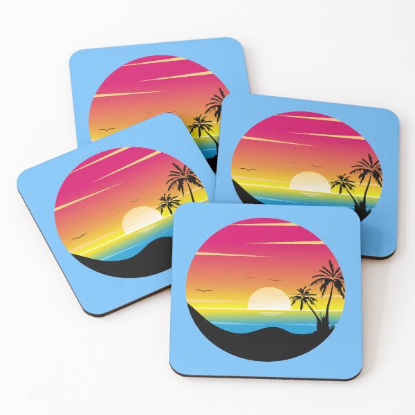 Item preview, Retro Tropical Sunset Circle Palm Trees designed and sold by SolutionsArt.