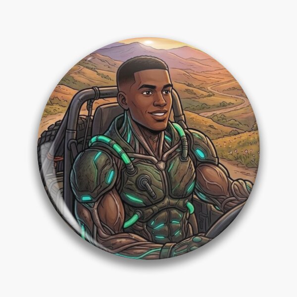Item preview, CYBER EXPLORER IN JEEP TACTICAL ARMOR SUNSET LANDSCAPE designed and sold by Curiosiart.