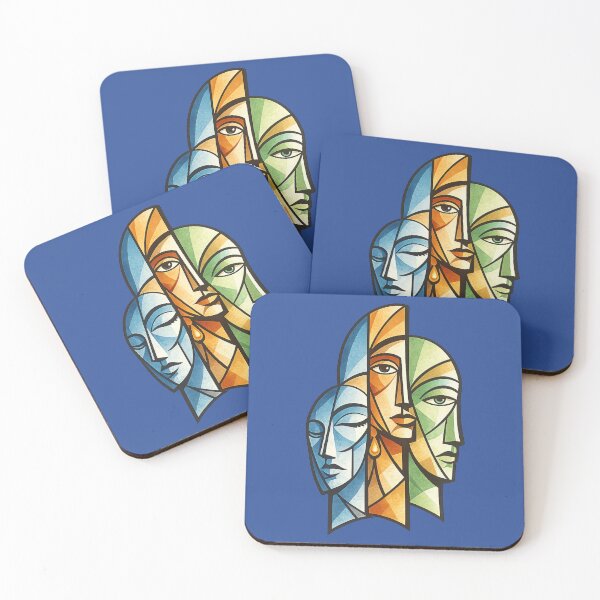 Item preview, Three Faces Cubism Artwork. Modern Abstract Geometric Human Portrait. designed and sold by LunaPrintCo.