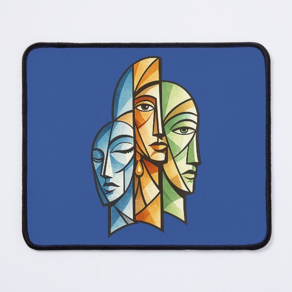 Item preview, Three Faces Cubism Artwork. Modern Abstract Geometric Human Portrait. designed and sold by LunaPrintCo.
