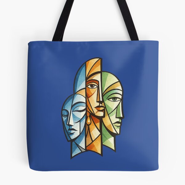 Item preview, Three Faces Cubism Artwork. Modern Abstract Geometric Human Portrait. designed and sold by LunaPrintCo.