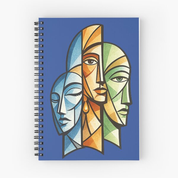 Item preview, Three Faces Cubism Artwork. Modern Abstract Geometric Human Portrait. designed and sold by LunaPrintCo.