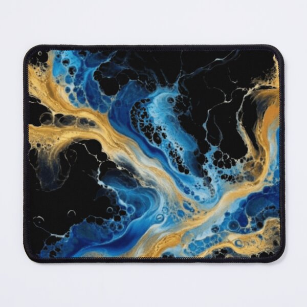 Item preview, Blue Gold Abstract Fluid Art | Luxury Celestial Design designed and sold by Rawafi Art Studio.