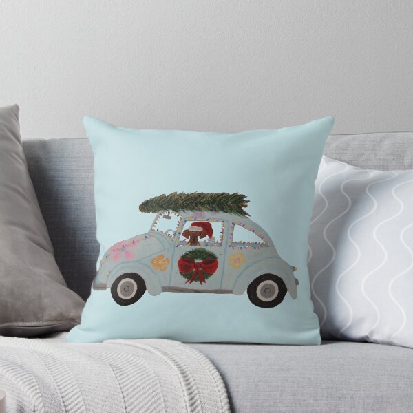 Item preview, Dachshund in Hippie Car at Christmas designed and sold by Squirreldumplings.