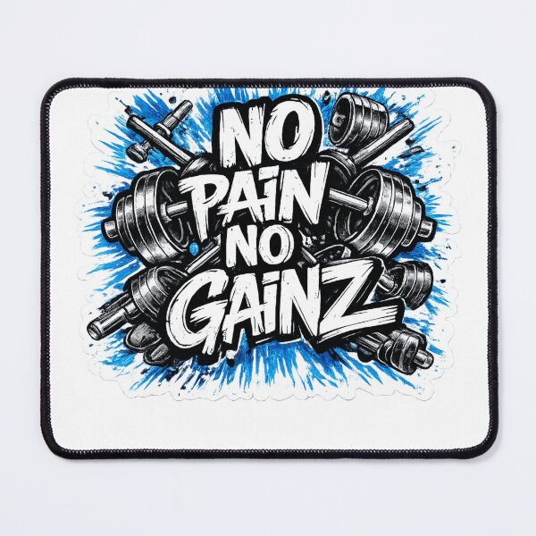 Item preview, No Pain No Gainz Blue Splash Gym Motivation Dumbbell designed and sold by Digistore1221.