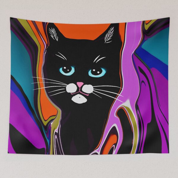 Item preview, Psychedelic Black Cat Portrait designed and sold by Elaine M Hayward .