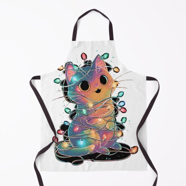 Item preview, Cute Galaxy Cat Tangled in Christmas Lights | Holographic Kawaii Cat Art | Pastel Rainbow Cat Illustration | Festive Cat Print designed and sold by NeonKawaiiCo.