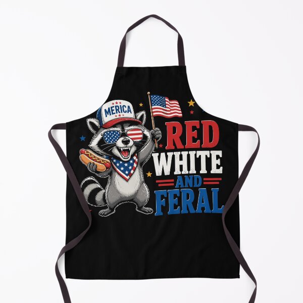 Item preview, Red White and Feral Raccoon Merica USA Flag designed and sold by No Limits T-Shirts.