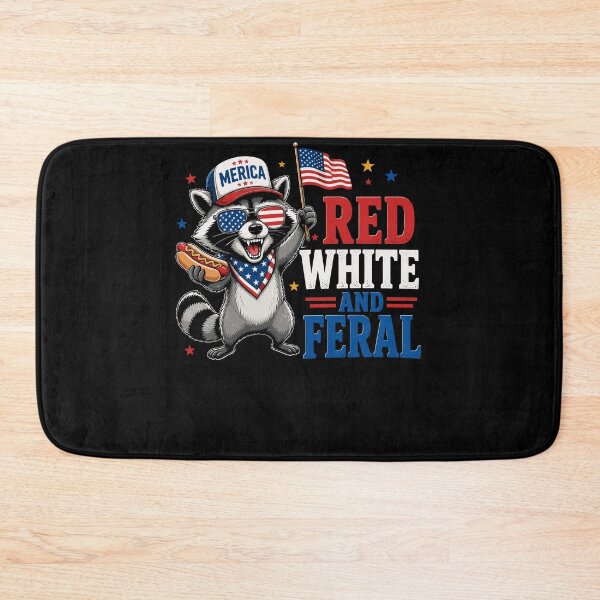 Item preview, Red White and Feral Raccoon Merica USA Flag designed and sold by No Limits T-Shirts.