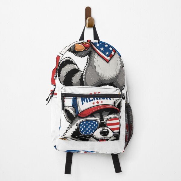 Item preview, Red White and Feral Raccoon Merica USA Flag designed and sold by No Limits T-Shirts.