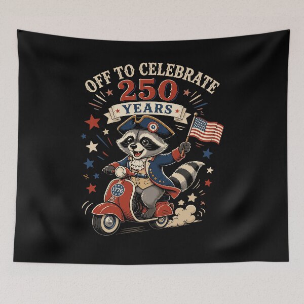 Item preview, Patriotic Raccoon 250 Years USA Independence designed and sold by No Limits T-Shirts.