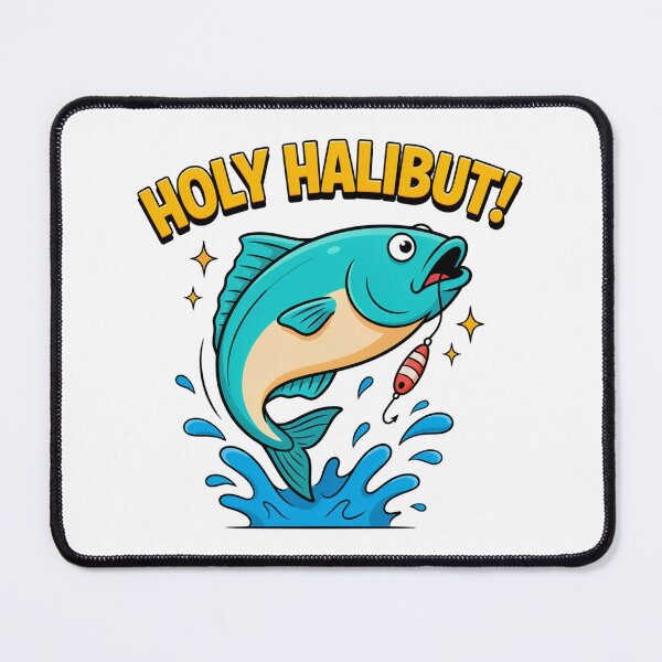 Item preview, Holy Halibut Funny Fishing Pun Fish Lover Cartoon Design designed and sold by ArcticFoxStudio.