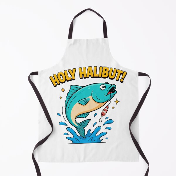 Item preview, Holy Halibut Funny Fishing Pun Fish Lover Cartoon Design designed and sold by ArcticFoxStudio.