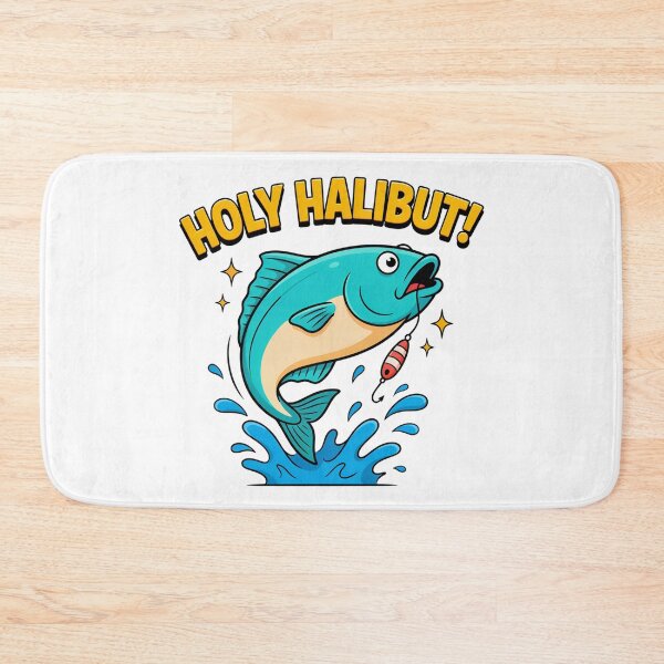 Item preview, Holy Halibut Funny Fishing Pun Fish Lover Cartoon Design designed and sold by ArcticFoxStudio.