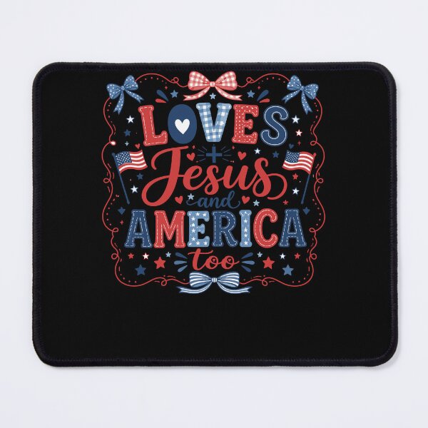 Item preview, Loves Jesus and America Too Patriotic Christian designed and sold by No Limits T-Shirts.