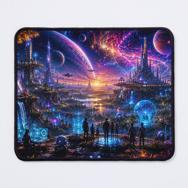 Item preview, Futuristic Cyberpunk City Cosmic Neon Space Landscape designed and sold by bbbpetr100.
