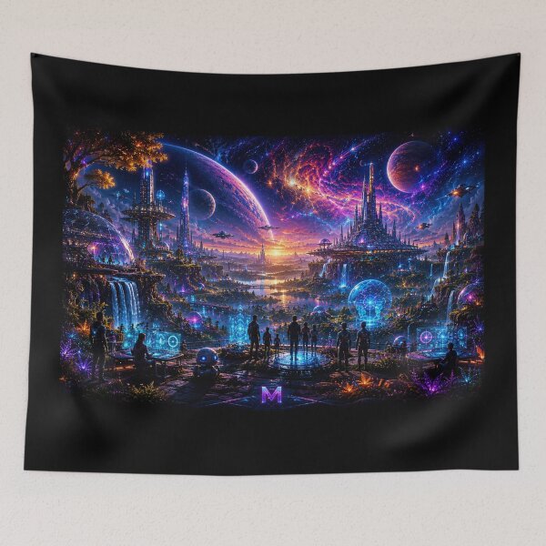 Item preview, Futuristic Cyberpunk City Cosmic Neon Space Landscape designed and sold by bbbpetr100.