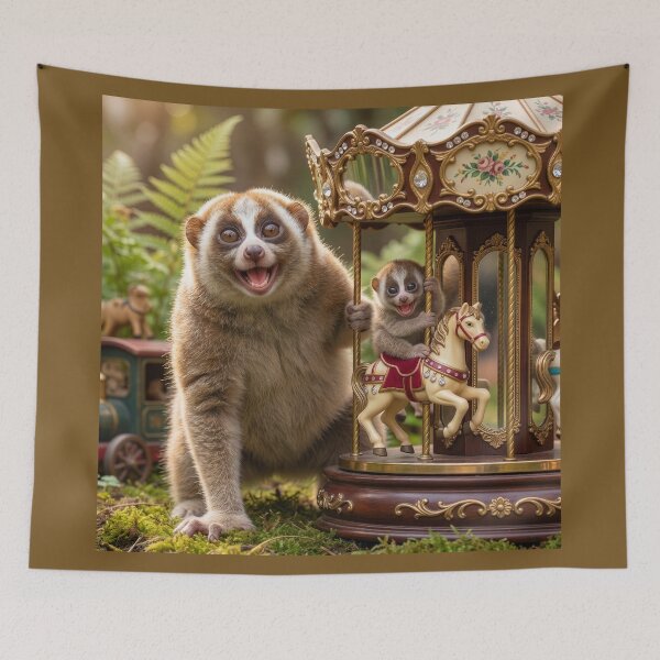 Item preview, Slow Loris Mom Gives Baby a Carousel Ride designed and sold by Tridentulus.